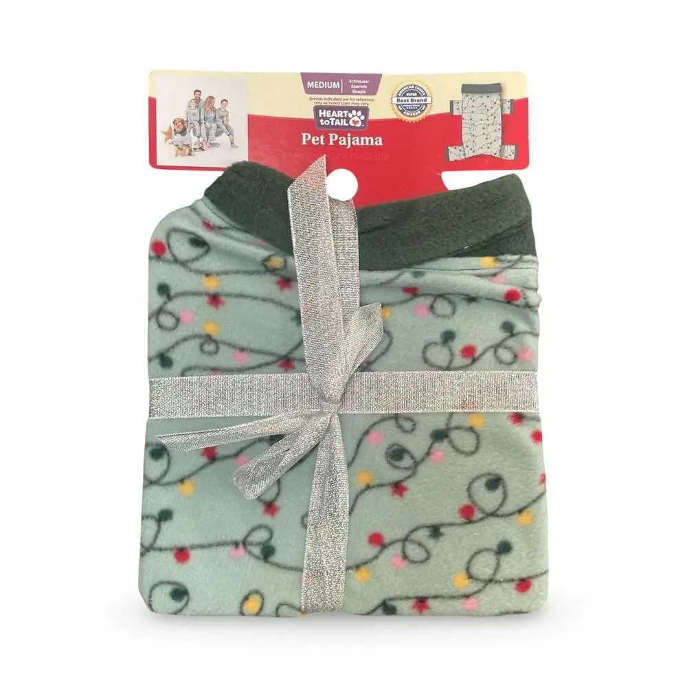 Heart to Tail Christmas Holiday Pet Dog Pajama Medium Green Fleece Beagle NWT